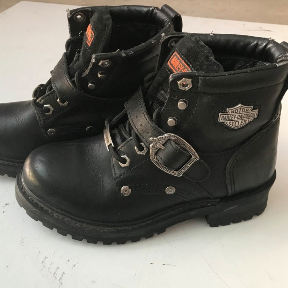 Harley Davidson black leather motorcycle boots